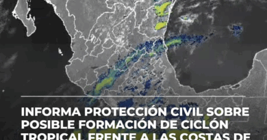 Informa Protección Civil sobre posible formación de ciclón tropical frente a las costas de Oaxaca y Guerrero
