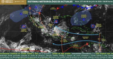 Ingreso de onda tropical número 16 favorecerá lluvias y tiempo inestable en Oaxaca y Veracruz